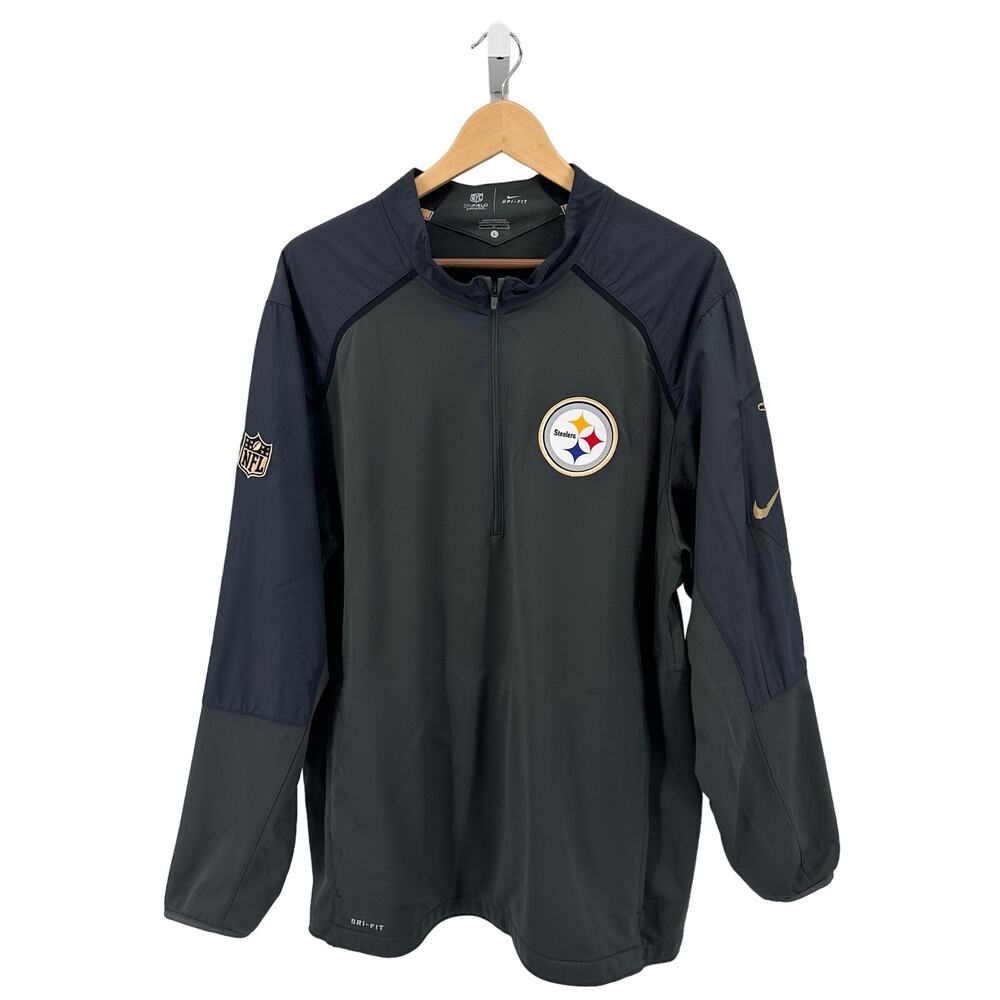 Nike Dri-Fit NFL Pittsburgh Steelers 1/4 Zip Performance Jacket Mens L Mock Neck